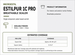 Microestil Estilpur 1C Pro breathable sealer coverage: approximately 65–85 square feet per litre (6–8 square metres).