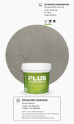 Microestil Plus Fino product with estimated one-coat and two-coat coverage by container size